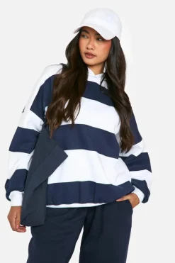 Up To 80% Off Winter Warmers|Athleisure*boohoo Stripe Oversized Hoodie navy
