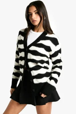 Cardigans|Knitwear*boohoo Stripe Oversized Knitted Cardigan mono