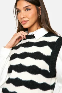 Jumpers*boohoo Stripe Oversized Knitted Tank Top mono