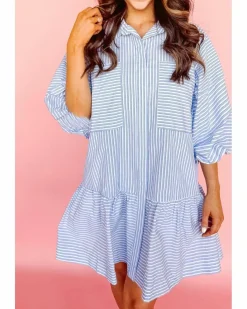 Shirt Dresses*Azura Exchange Striped Button-Down Shirt Dress Multi