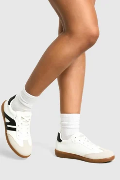 Trainers*boohoo Striped Gum Sole Trainers black