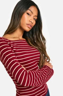 Long Sleeve Tops*boohoo Striped Long sleeve top berry
