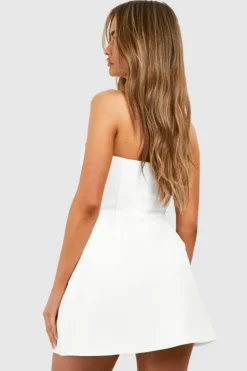 Skater Dresses|Mini Dresses*boohoo Structured Bandeau Mini Dress white