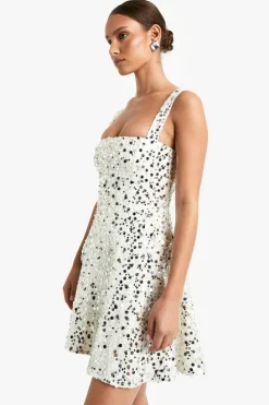 Skater Dresses|Mini Dresses*boohoo Structured Sequin Boucle Skater Dress cream