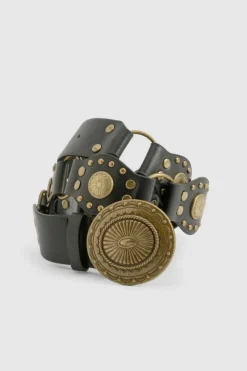 Belts*boohoo Stud And Ring Detail Western Belt black