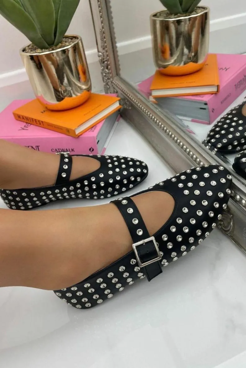 Ballet Flats|Flats*Love Lemonade Studded Ballet Flats Black