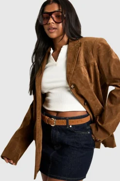 Belts*boohoo Studded Detail Faux Suede Belt tan
