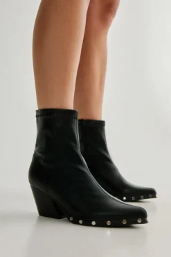 Cowboy Boots|Ankle Boots*NastyGal Studded Faux Leather Pointed Toe Ankle Boot black