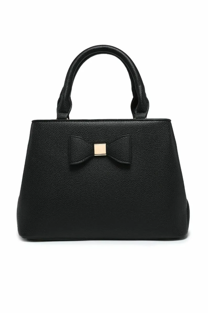 Shoulder Bags|Tote Bags*Kitise Stylish Bow Detail Double Compartment Tote Shoulder Bag Black