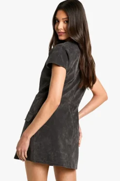 Mini Dresses|Dresses*boohoo Suede Cap Sleeve Mini Dress charcoal