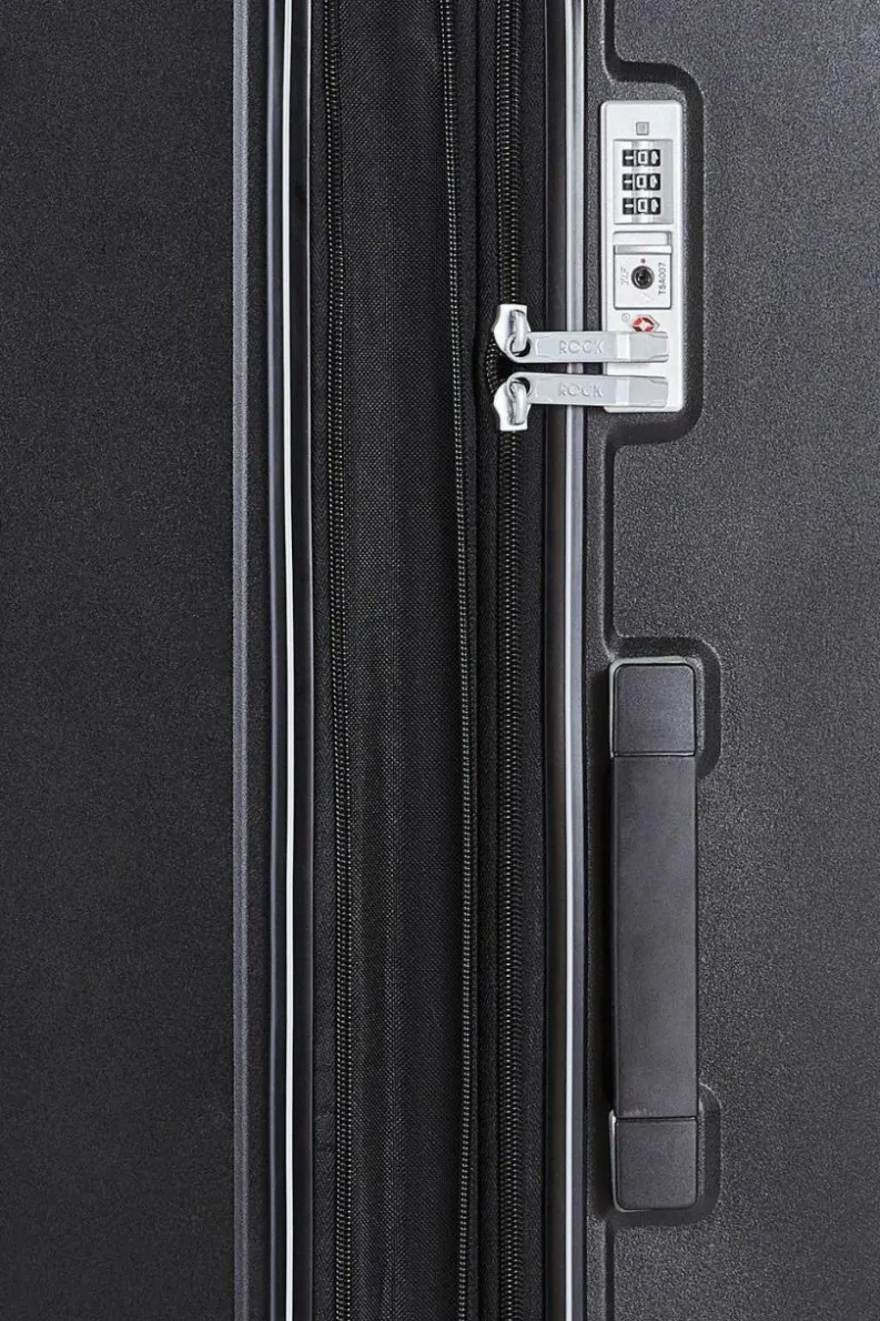 Handbags*Rock Sunwave 8 Wheel Hardshell Expandable Suitcase Small Black