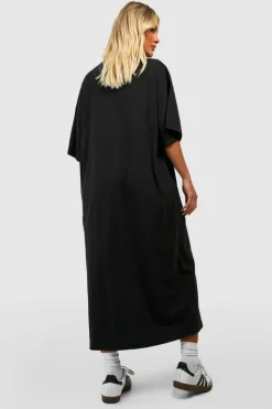T-Shirt Dresses|Shirt Dresses*boohoo Super Oversized Midaxi T-shirt Dress black