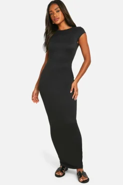 Bodycon Dresses*boohoo Super Soft Cap Sleeve Maxi Dress black