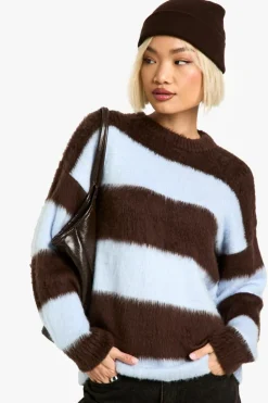 Oversized Jumpers|Jumpers*boohoo Super Soft Chunky Stripe Oversized Knitted Jumper blue