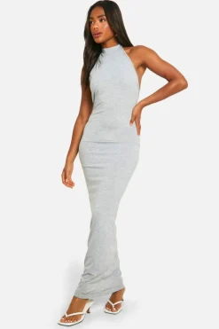 Bodycon Dresses*boohoo Super Soft Racer Neck Maxi Dress grey marl