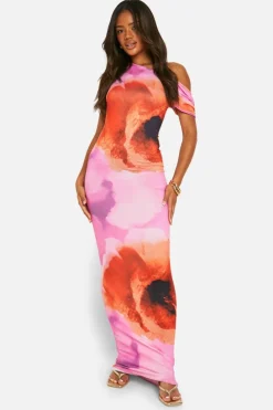 Bodycon Dresses*boohoo Super Soft Slash Neck Cap Sleeve Maxi Dress pink