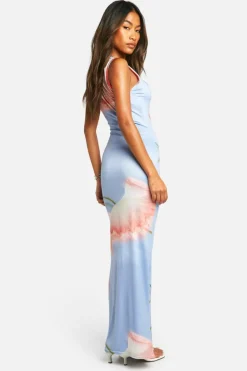 Bodycon Dresses*boohoo Super Soft Square Neck Floral Maxi Dress blue