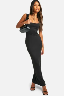 Bodycon Dresses*boohoo Super Soft Square Neck Maxi Dress black