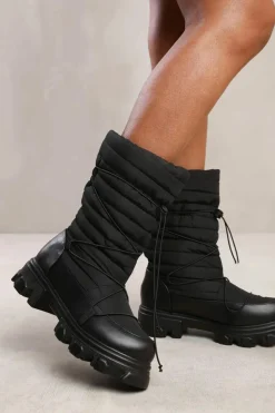 Chunky Boots|All Boots*Where's That From Susie' Puffer Quilted Boot With Chunky Soles Black