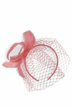 Hair Accessories*My Accessories London Swirl Sinamay fascinator with Mesh Pink