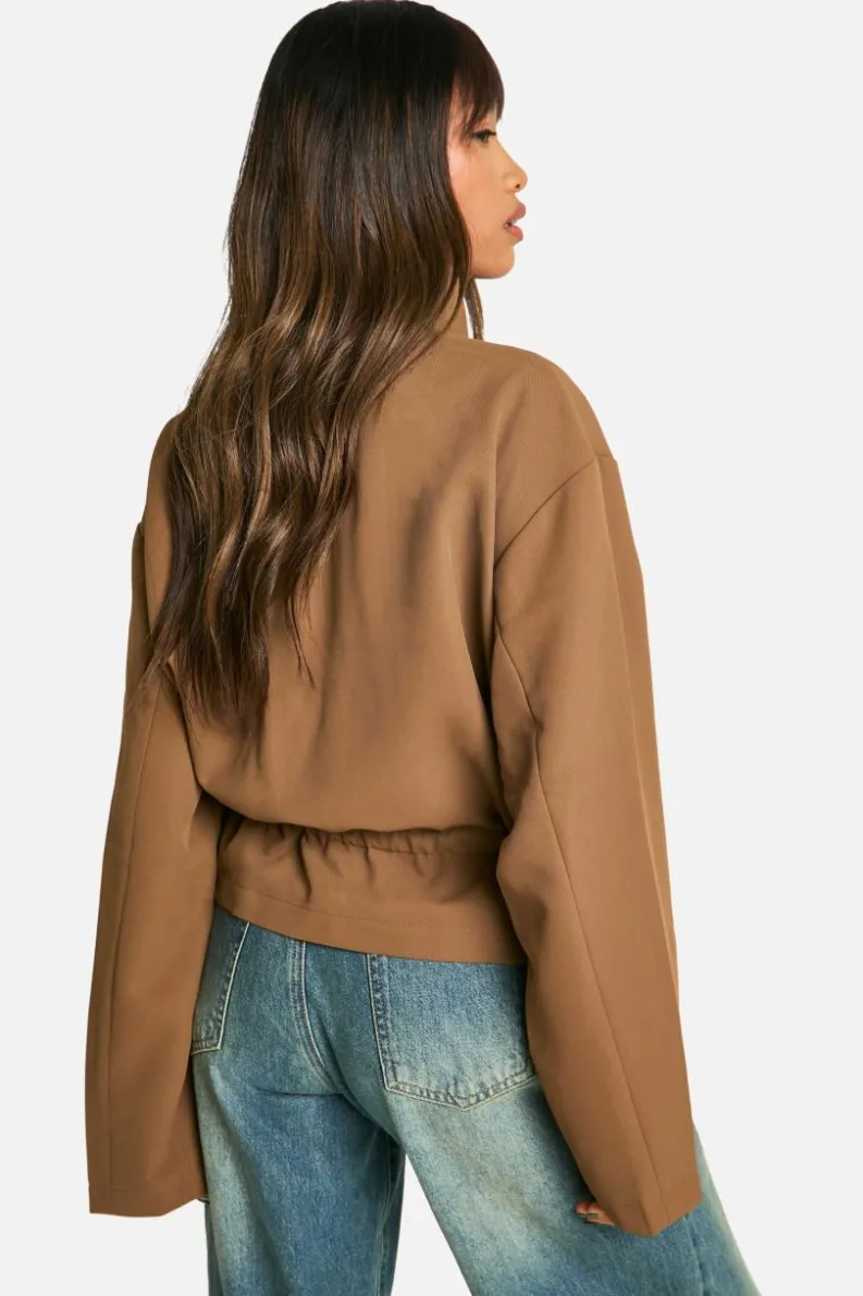 Up To 80% Off Winter Warmers|Trench Coats*boohoo Synched Waist Short Trench Coat light brown