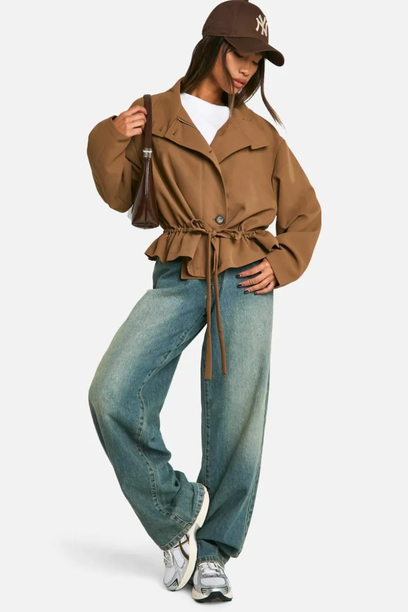 Up To 80% Off Winter Warmers|Trench Coats*boohoo Synched Waist Short Trench Coat light brown