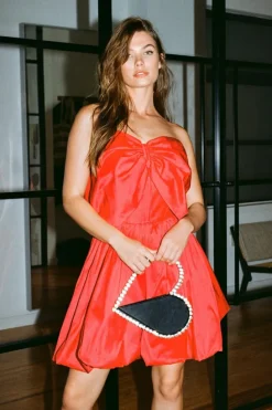 A Line Dresses*NastyGal Taffeta Bow Mini Cocktail Dress red