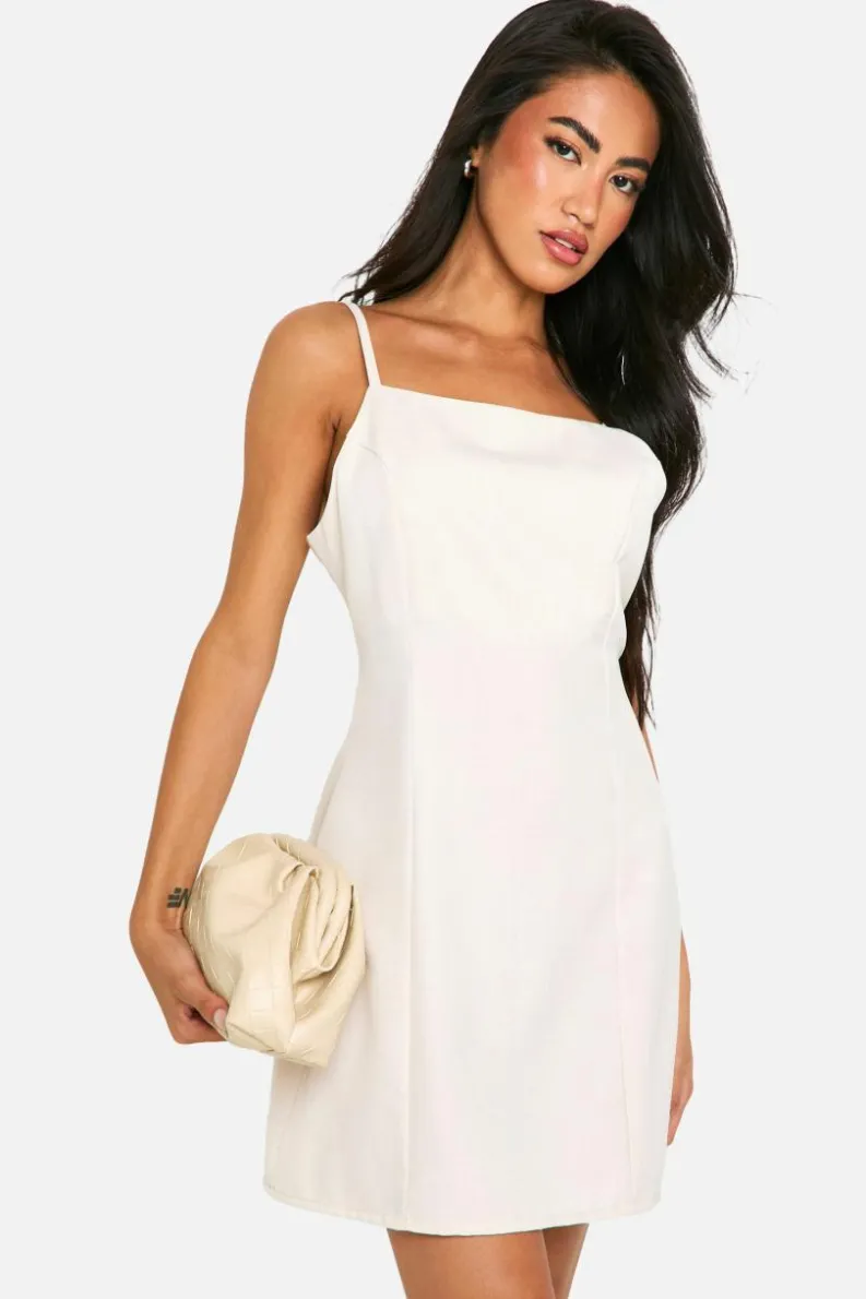 A Line Dresses|Suits & Tailoring*boohoo Tailored A-Line Square Neck Mini Dress stone