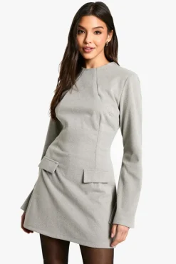 Mini Dresses|Long Sleeve Dresses*boohoo Tailored Long Sleeve A Line Mini Dress taupe