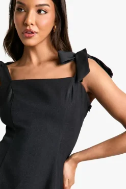 Skater Dresses|Suits & Tailoring*boohoo Tailored Tie Shoulder Mini Dress charcoal