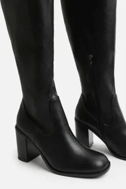 Heeled Boots*Where's That From Talia' Knee High Boots High Block Heel Black