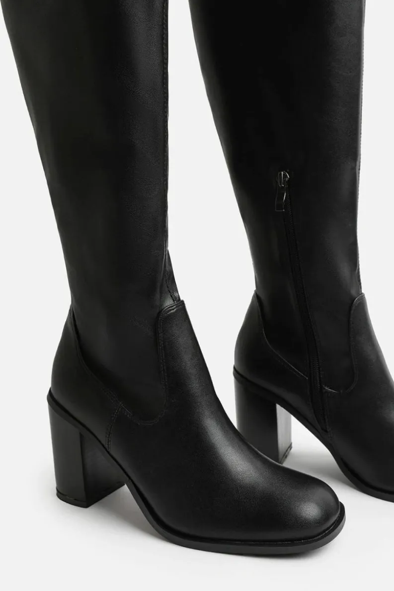 Heeled Boots*Where's That From Talia' Knee High Boots High Block Heel Black