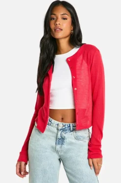 Cardigans*boohoo Tall High Neck Cardigan red