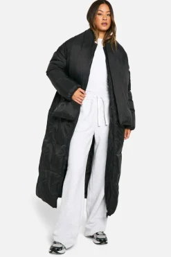Up To 80% Off Winter Warmers|Puffer Jackets*boohoo Tall 2 In 1 Longline Scarf Puffer Jacket black