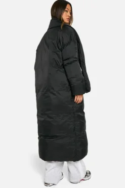 Up To 80% Off Winter Warmers|Puffer Jackets*boohoo Tall 2 In 1 Longline Scarf Puffer Jacket black