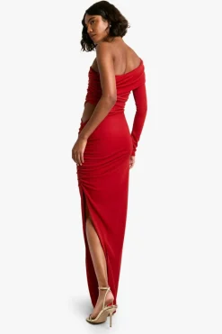 Bodycon Dresses*boohoo Tall Asymmetric Drape Detail Maxi Dress rust