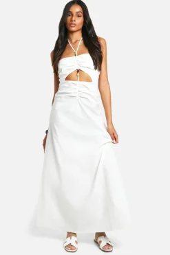 Maxi Dresses|Dresses*boohoo Tall Bead Detail Linen Look Maxi Dress white