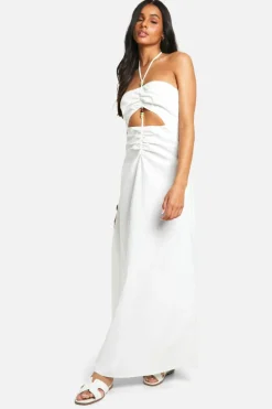 Maxi Dresses|Dresses*boohoo Tall Bead Detail Linen Look Maxi Dress white