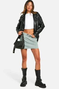 Up To 80% Off Winter Warmers|Biker Jackets*boohoo Tall Belt Detail Faux Leather Biker Jacket black