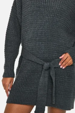 Jumper Dresses|Jumper Dresses*boohoo Tall Belted Knitted Jumper Dress charcoal