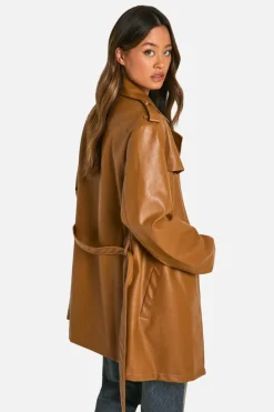 Up To 80% Off Winter Warmers|Trench Coats*boohoo Tall Belted Short Trench Coat camel
