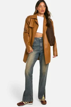 Up To 80% Off Winter Warmers|Trench Coats*boohoo Tall Belted Short Trench Coat camel
