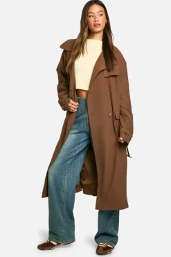 Up To 80% Off Winter Warmers|Trench Coats*boohoo Tall Belted Trench Coat dark brown