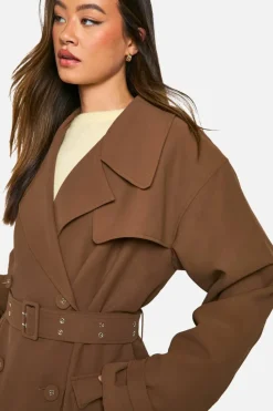 Up To 80% Off Winter Warmers|Trench Coats*boohoo Tall Belted Trench Coat dark brown