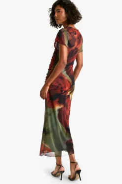 Bodycon Dresses|Dresses*boohoo Tall Bold Floral Ruched Drape Midaxi Dress black