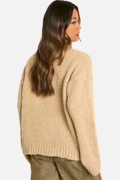 Oversized Jumpers*boohoo Tall Boucle Oversized Jumper sand