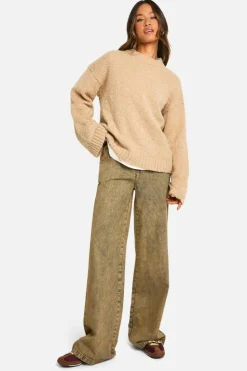 Oversized Jumpers*boohoo Tall Boucle Oversized Jumper sand