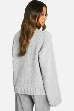 Oversized Jumpers*boohoo Tall Boucle Oversized Jumper grey