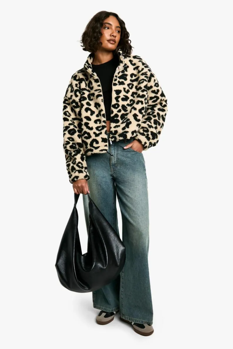 Up To 80% Off Winter Warmers|Bomber Jackets*boohoo Tall Boxy Print Teddy Bomber Jacket leopard
