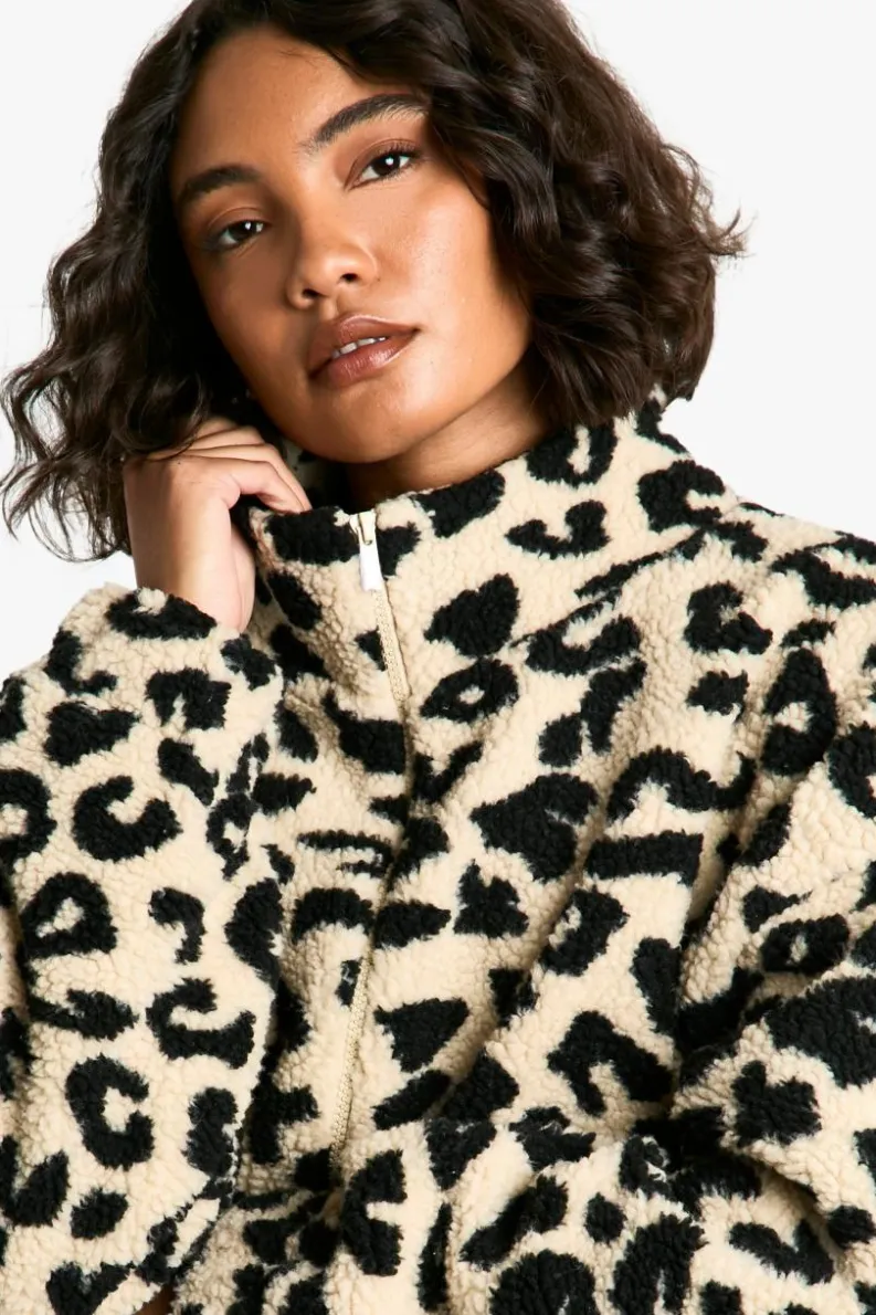 Up To 80% Off Winter Warmers|Bomber Jackets*boohoo Tall Boxy Print Teddy Bomber Jacket leopard